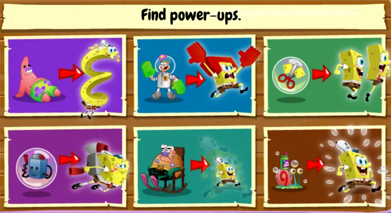 Power ups from SpongeBob's friends in SpongeBob Run