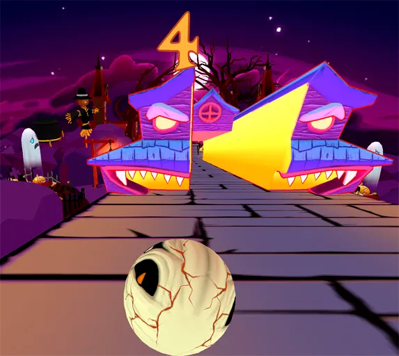 Dodging Halloween obstacles in Slope Spooky