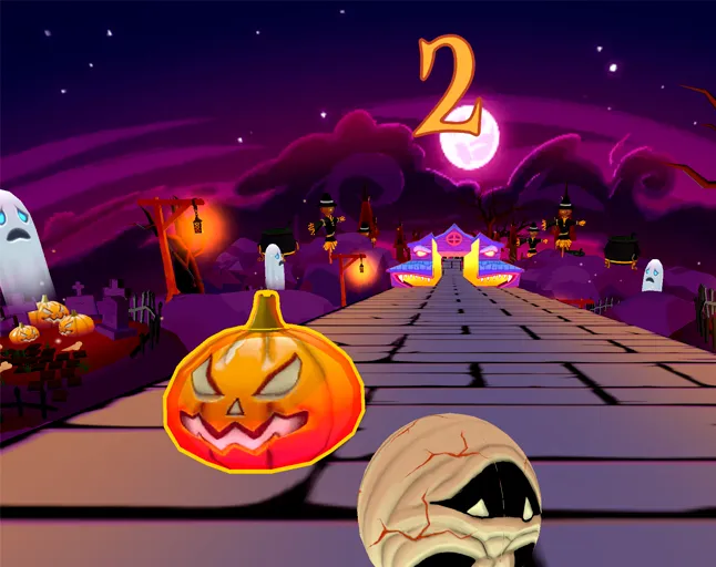 Collecting pumpkins in Slope Spooky for rewards
